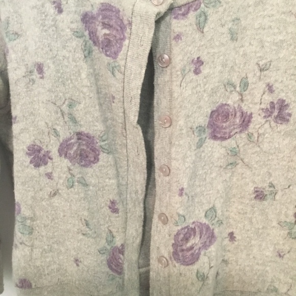 Grey Cardigan with Purple Flowers - Picture 4 of 8